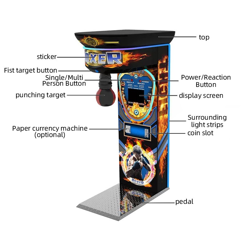 Máquina de boxe operada por mo - Boxing Machine Arcade avaliação e preço